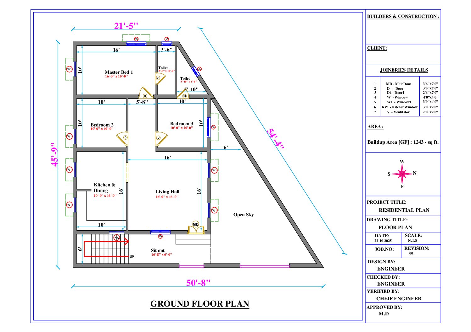 1243 Sqft 3BHK  Single Floor Style House - Image 3